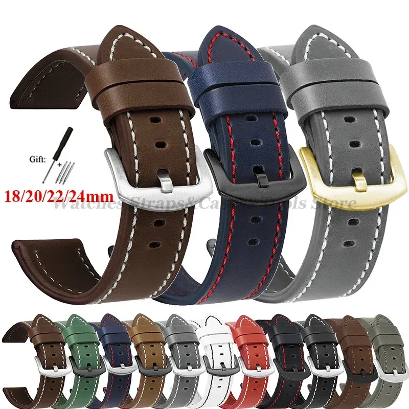 Bracelet cuir vintage 18 à 24 mm style militaire