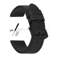 Bracelet cuir vintage 18 à 24 mm style militaire – Couleur du bracelet Black-Black