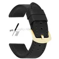 Bracelet cuir vintage 18 à 24 mm style militaire – Couleur du bracelet Black-Gold