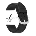 Bracelet cuir vintage 18 à 24 mm style militaire – Couleur du bracelet Black-Silver