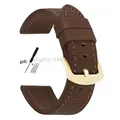 Bracelet cuir vintage 18 à 24 mm style militaire – Couleur du bracelet Brown-Gold