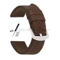 Bracelet cuir vintage 18 à 24 mm style militaire – Couleur du bracelet Brown-Silver