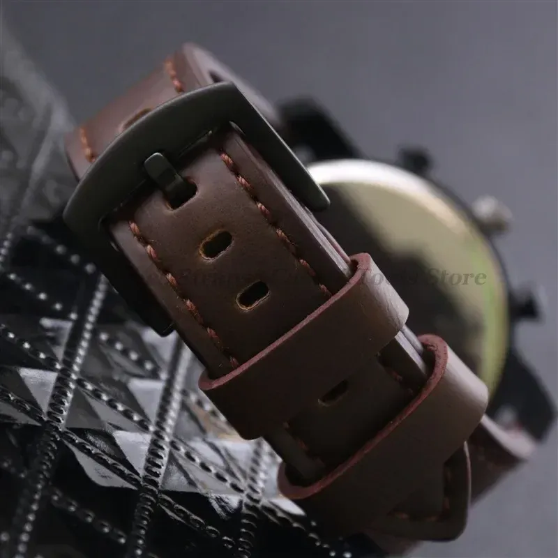 Bracelet cuir vintage 18 à 24 mm style militaire