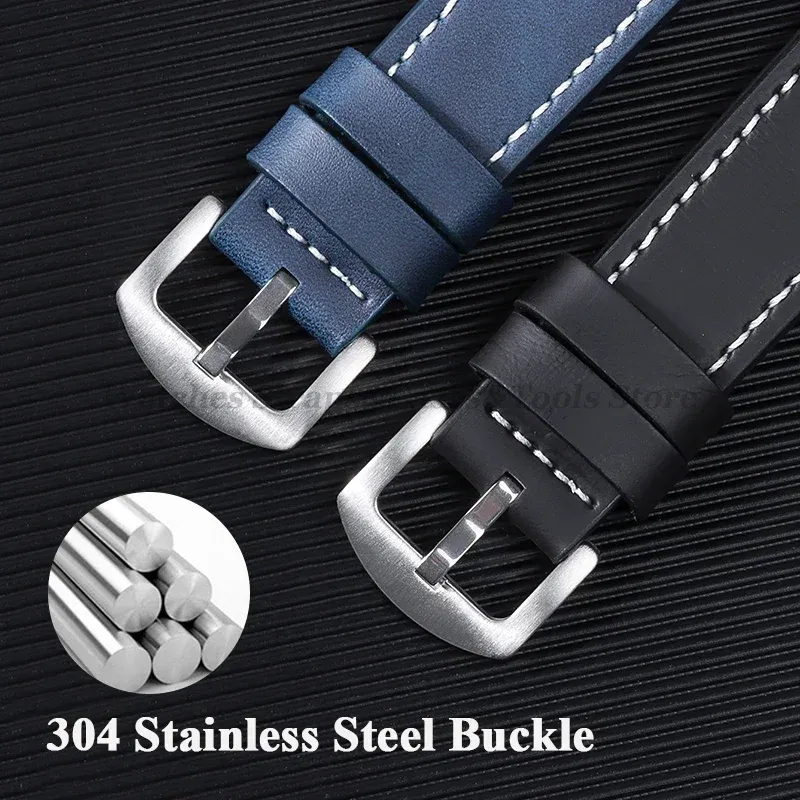 Bracelet cuir vintage 18 à 24 mm style militaire
