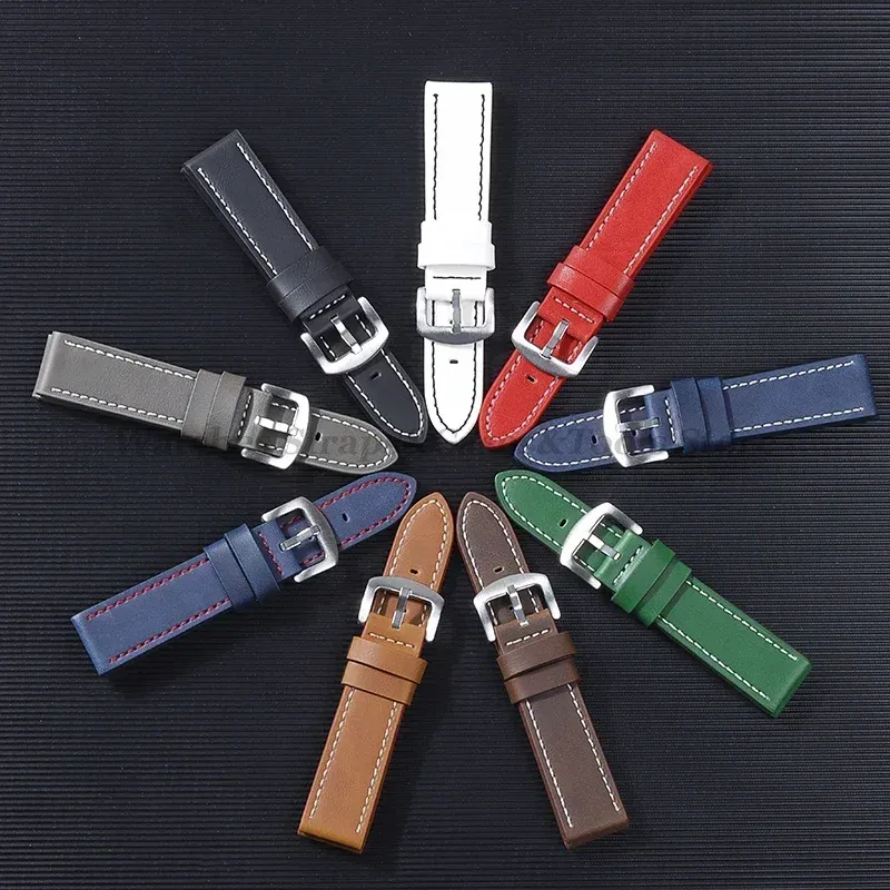 Bracelet cuir vintage 18 à 24 mm style militaire