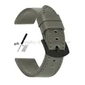 Bracelet cuir vintage 18 à 24 mm style militaire – Couleur du bracelet Gray-Black