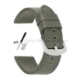 Bracelet cuir vintage 18 à 24 mm style militaire – Couleur du bracelet Gray-Silver