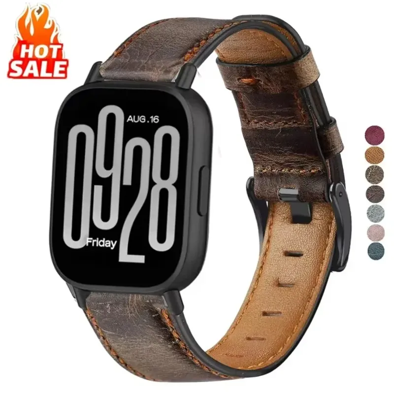 Bracelet cuir vintage 20 à 22 mm pour Redmi et Xiaomi