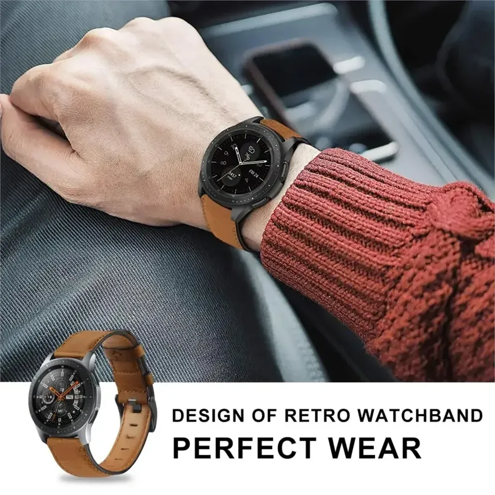 Bracelet cuir vintage 20 à 22 mm pour Redmi et Xiaomi