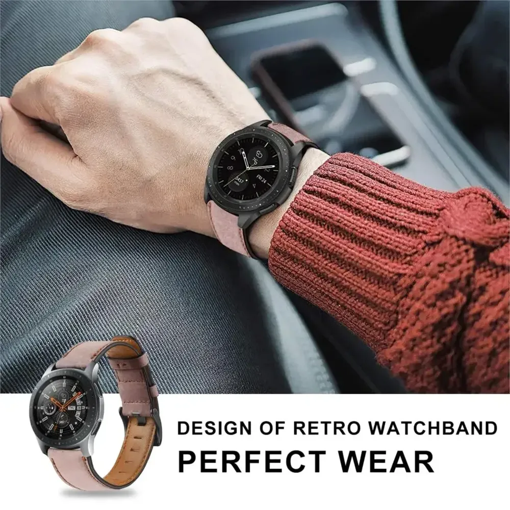 Bracelet cuir vintage 20 à 22 mm pour Redmi et Xiaomi
