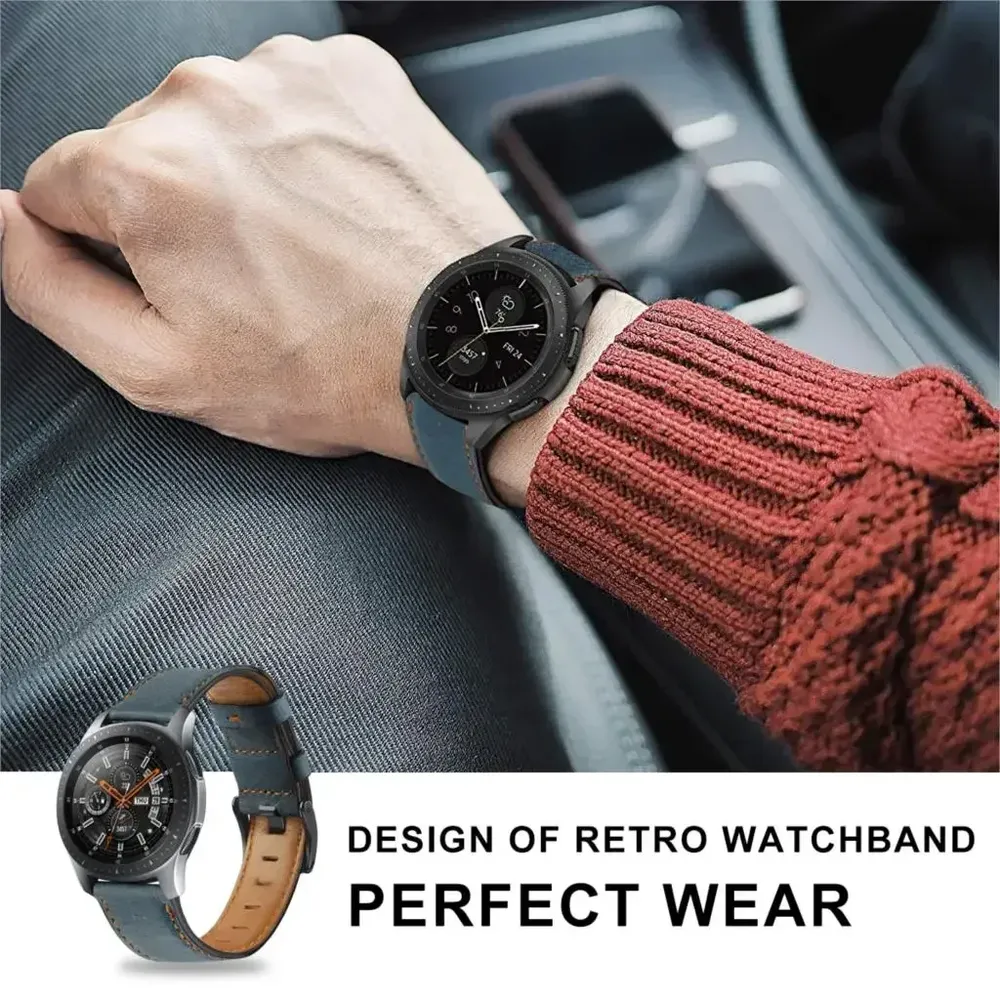 Bracelet cuir vintage 20 à 22 mm pour Redmi et Xiaomi