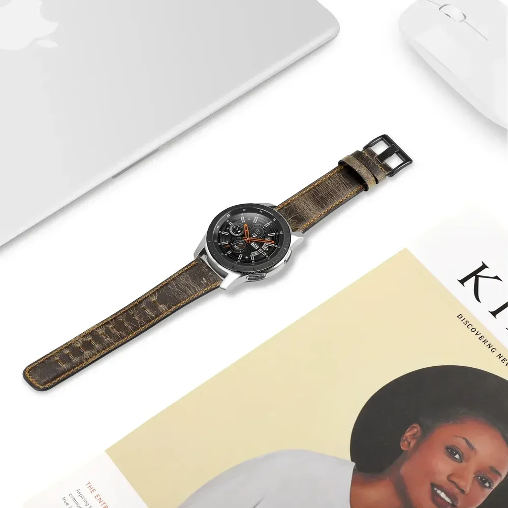 Bracelet cuir vintage 20 à 22 mm pour Redmi et Xiaomi