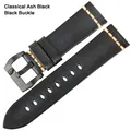 Bracelet cuir vintage pour montre 18 à 26 mm – Couleur du bracelet AshBlack Black
