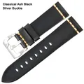 Bracelet cuir vintage pour montre 18 à 26 mm – Couleur du bracelet AshBlack sliver