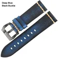 Bracelet cuir vintage pour montre 18 à 26 mm – Couleur du bracelet Blue Black
