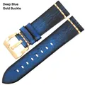 Bracelet cuir vintage pour montre 18 à 26 mm – Couleur du bracelet Blue Gold