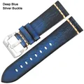Bracelet cuir vintage pour montre 18 à 26 mm – Couleur du bracelet Blue Silver