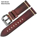 Bracelet cuir vintage pour montre 18 à 26 mm – Couleur du bracelet DarkBrown Black