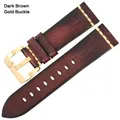 Bracelet cuir vintage pour montre 18 à 26 mm – Couleur du bracelet DarkBrown Gold