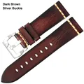 Bracelet cuir vintage pour montre 18 à 26 mm – Couleur du bracelet DarkBrown Silver