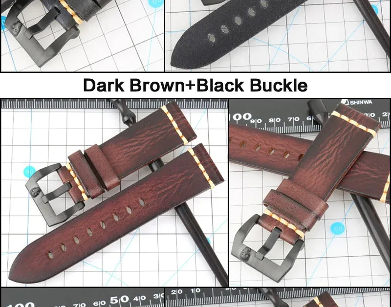 Bracelet cuir vintage pour montre 18 à 26 mm