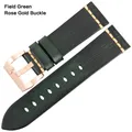Bracelet cuir vintage pour montre 18 à 26 mm – Couleur du bracelet Green RoseGold