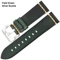 Bracelet cuir vintage pour montre 18 à 26 mm – Couleur du bracelet Green Silver