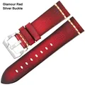 Bracelet cuir vintage pour montre 18 à 26 mm – Couleur du bracelet Red Silver