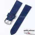 Bracelet daim et cuir 18 à 22 mm style vintage – Couleur du bracelet Bleu