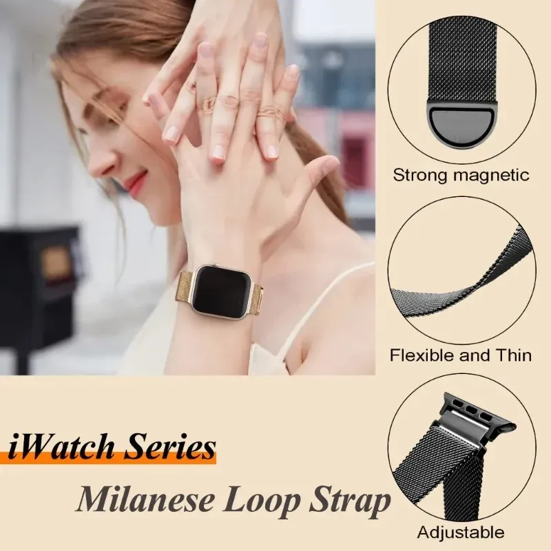 Bracelet et étui métal pour Apple Watch 38 à 49 mm