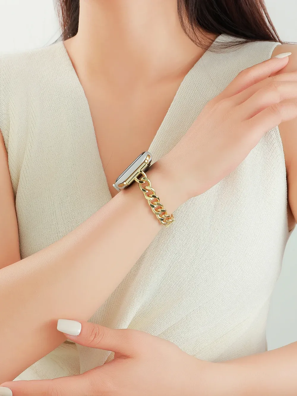 Bracelet fin acier inoxydable pour Apple Watch 40 à 45 mm