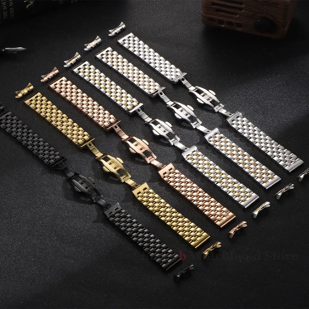 Bracelet inox 12 à 22 mm boucle papillon