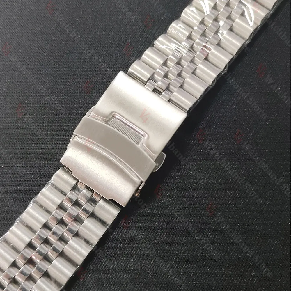 Bracelet inox 18 à 24 mm jubilé extrémité incurvée