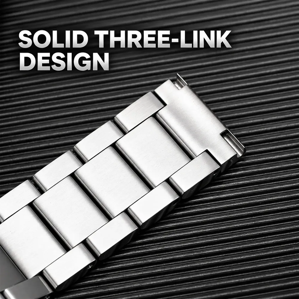 Bracelet inox 18 à 24 mm luxe argent et noir