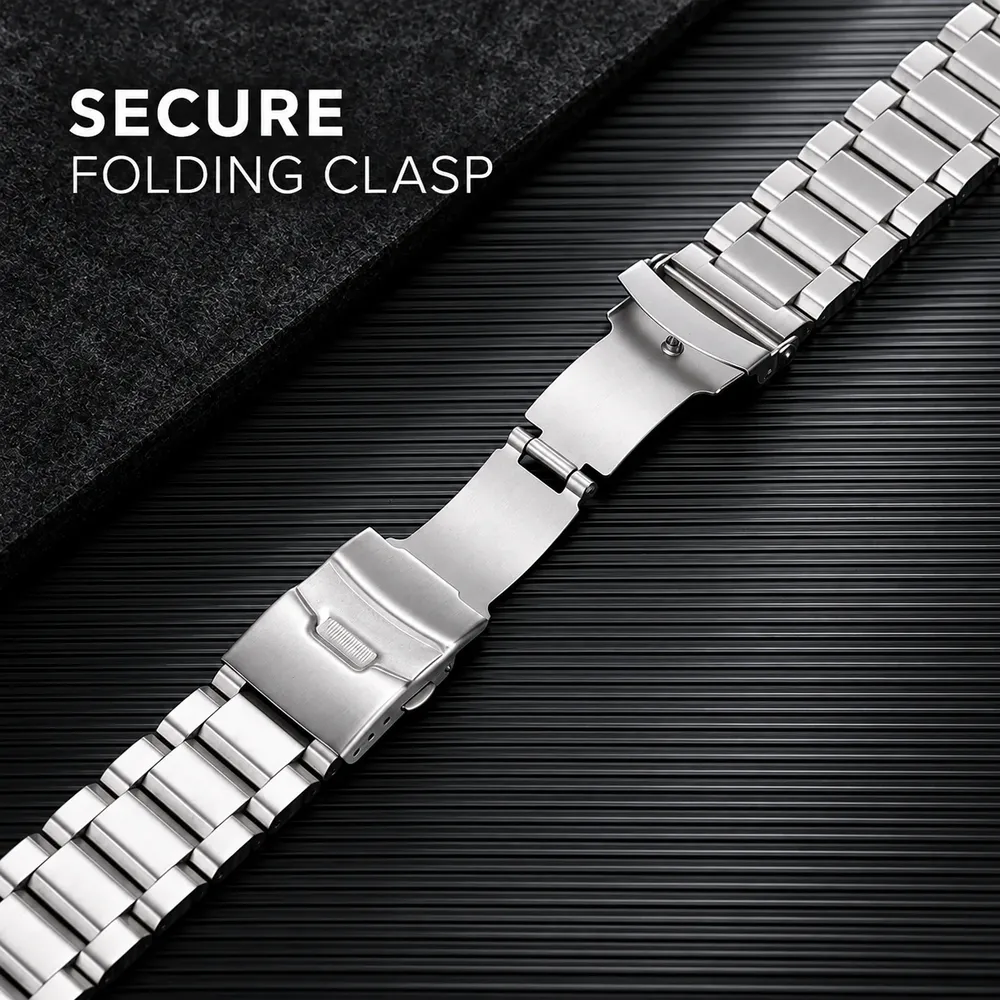 Bracelet inox 18 à 24 mm luxe argent et noir