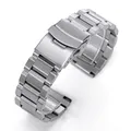 Bracelet inox 18 à 24 mm luxe argent et noir – Couleur du bracelet Silver