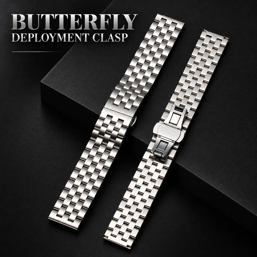 Bracelet inox 18 à 26 mm de remplacement universel