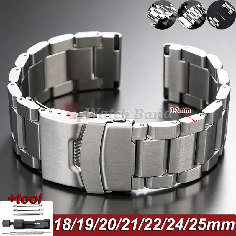 Bracelet inox massif 18 à 25 mm luxe universel