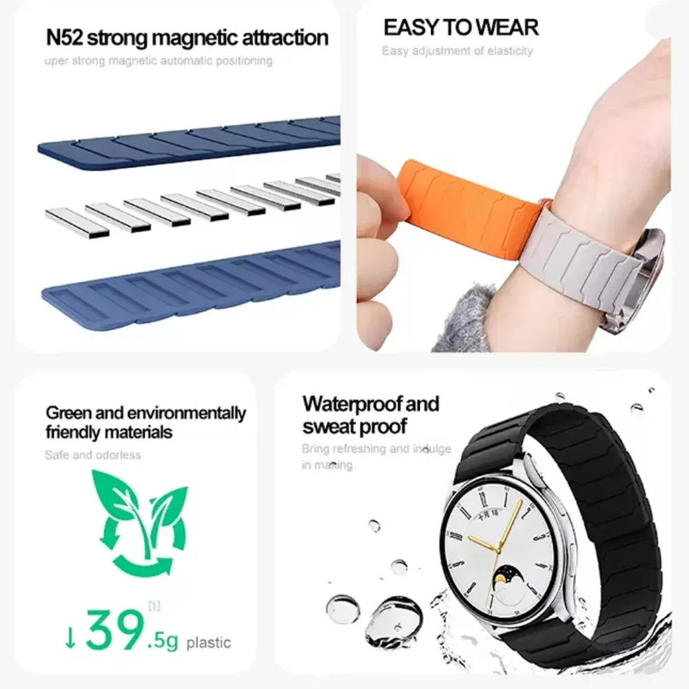 Bracelet magnétique silicone 20 et 22 mm Garmin Amazfit
