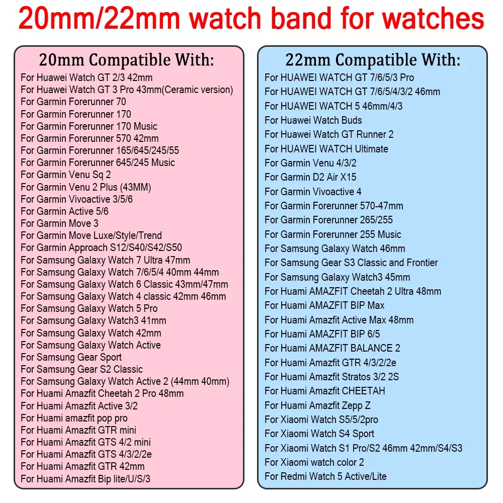 Bracelet magnétique silicone 20 et 22 mm Garmin Amazfit