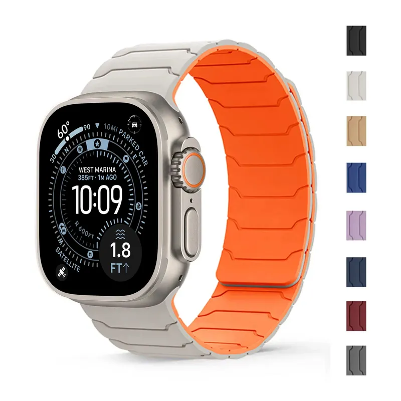 Bracelet magnétique silicone pour Apple Watch 38 à 49 mm