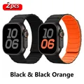 Bracelet magnétique silicone pour Apple Watch 38 à 49 mm – Couleur du bracelet Black-Black Orange