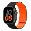 Bracelet magnétique silicone pour Apple Watch 38 à 49 mm – Couleur du bracelet black-orange