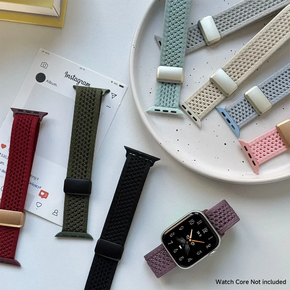 Bracelet magnétique tressé pour Apple Watch 38 à 49 mm