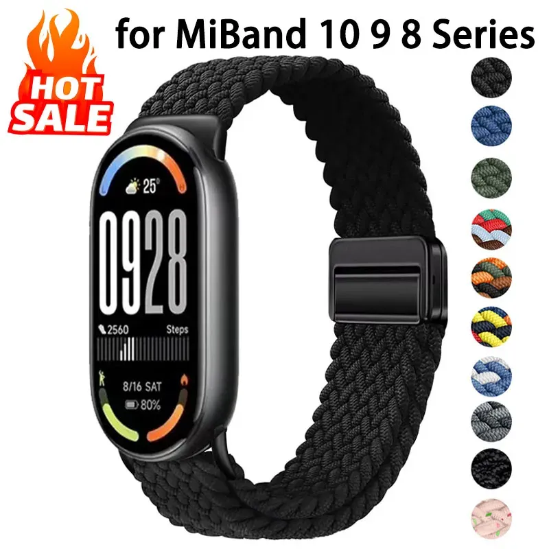 Bracelet magnétique tressé pour Xiaomi Mi Band 8 à 11