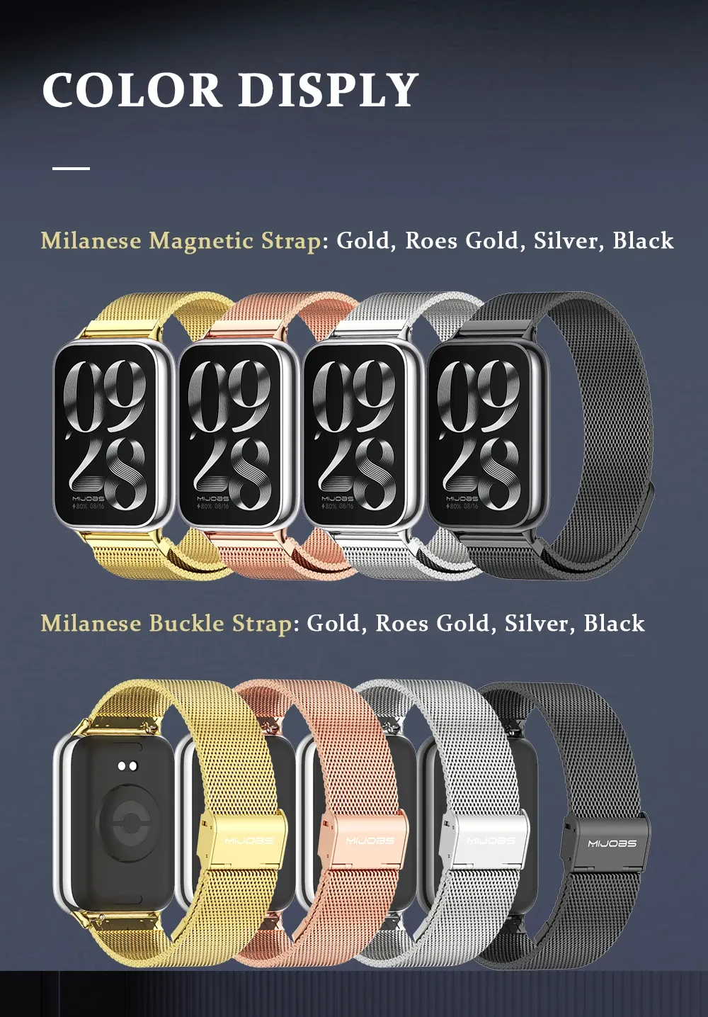 Bracelet maille acier pour Mi Band 10 9 8 Pro