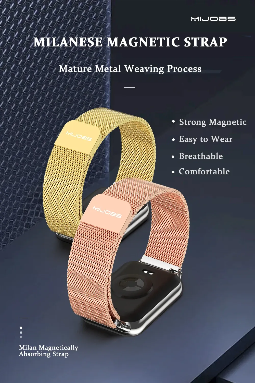 Bracelet maille acier pour Mi Band 10 9 8 Pro