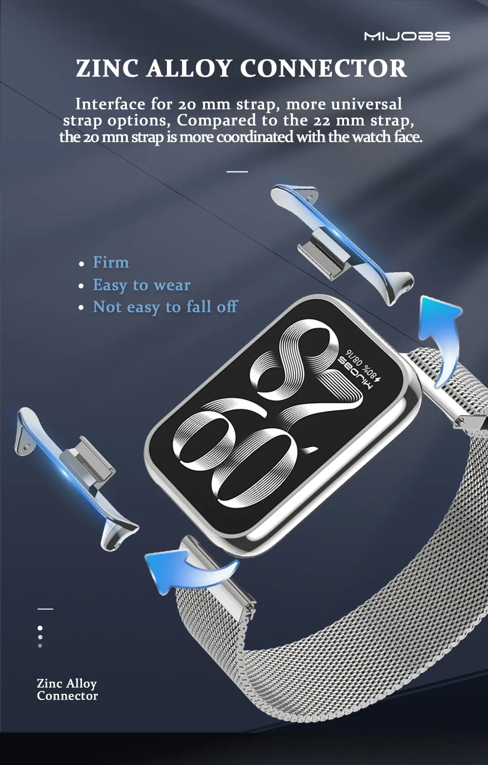 Bracelet maille acier pour Mi Band 10 9 8 Pro
