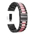 Bracelet métal 20 à 22 mm pour Samsung et Amazfit – Couleur du bracelet black pink