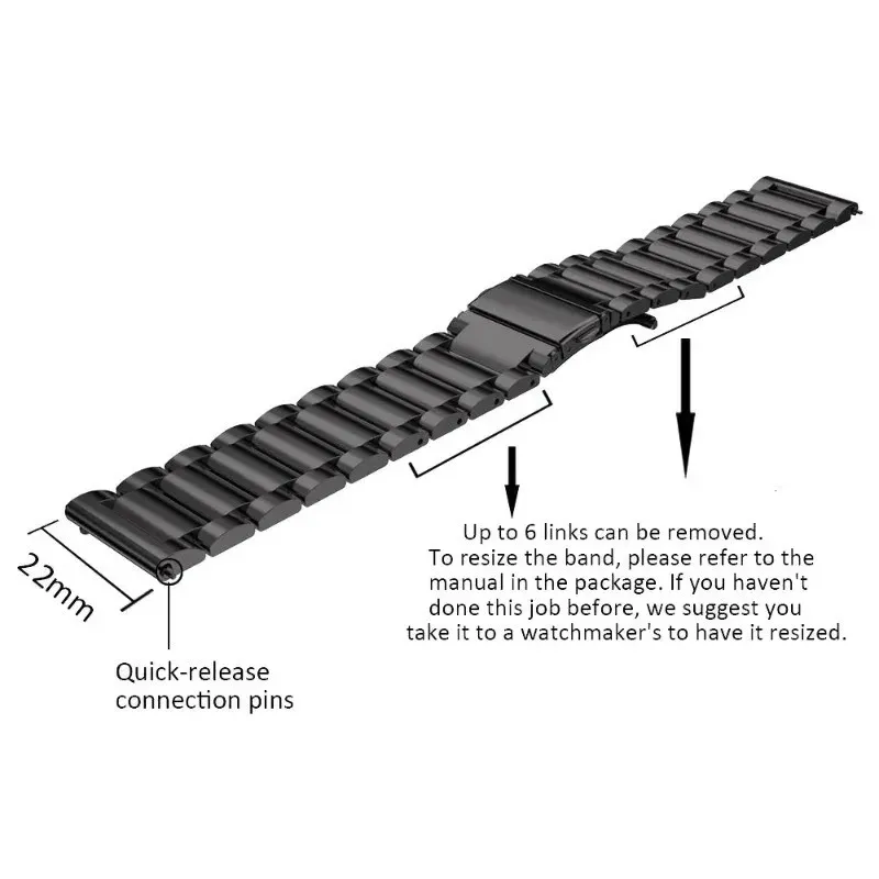 Bracelet métal 20 à 22 mm pour Samsung et Amazfit